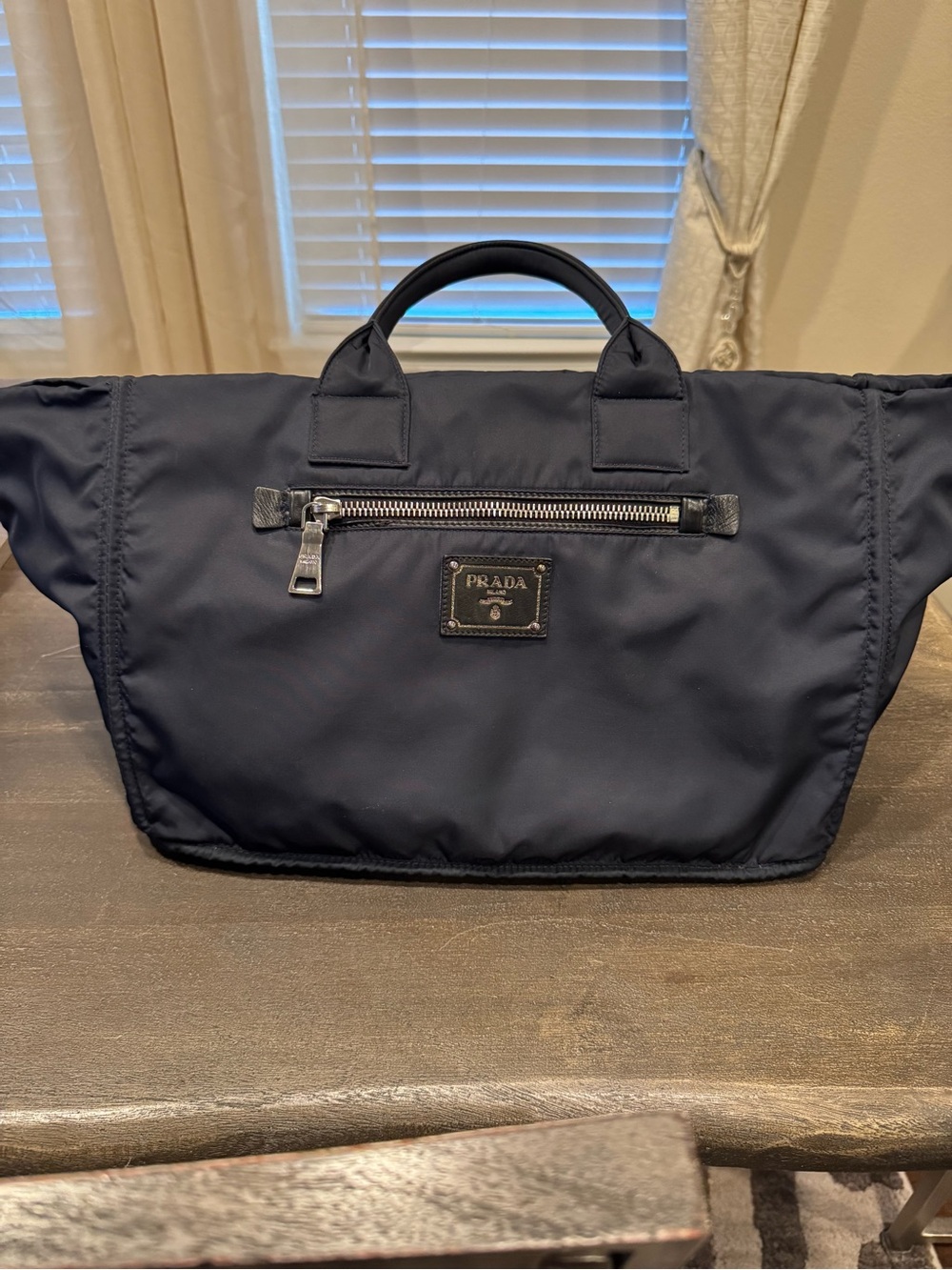 PRADA Tessuto Nylon Line - Black and Blue LGE/ X- Large Tote Handbag - Picture 13 of 14